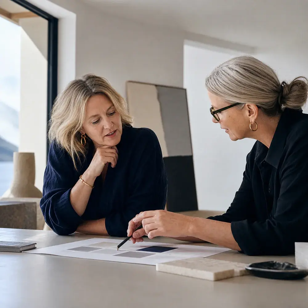 Two business leaders clarifying a service offer together